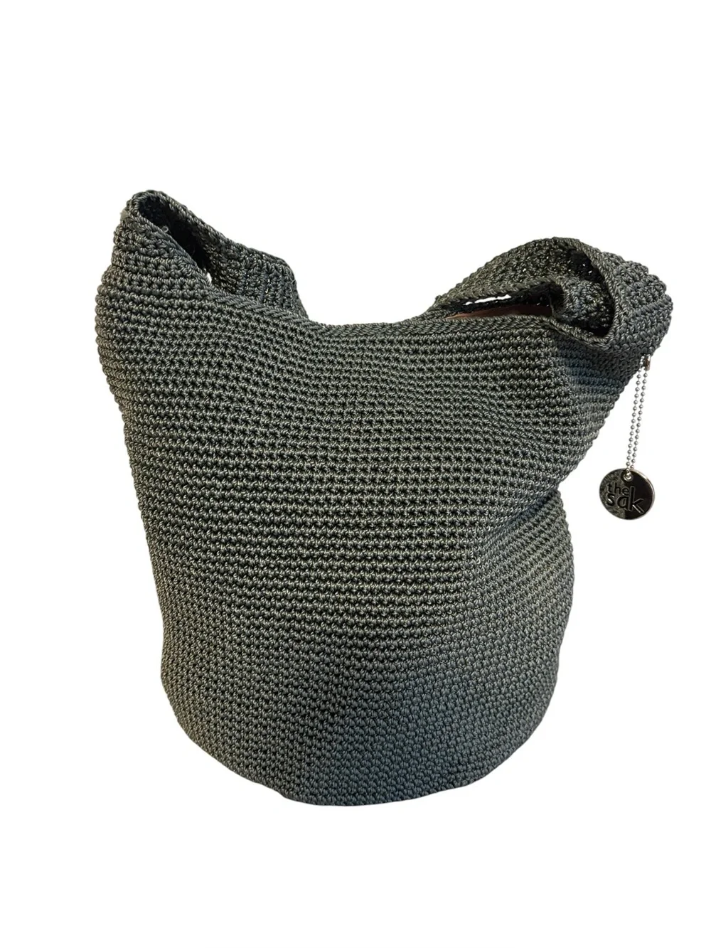 The Sak Hand Crocheted Hobo Shoulder Bag Slouchy Silhouette Olive Green